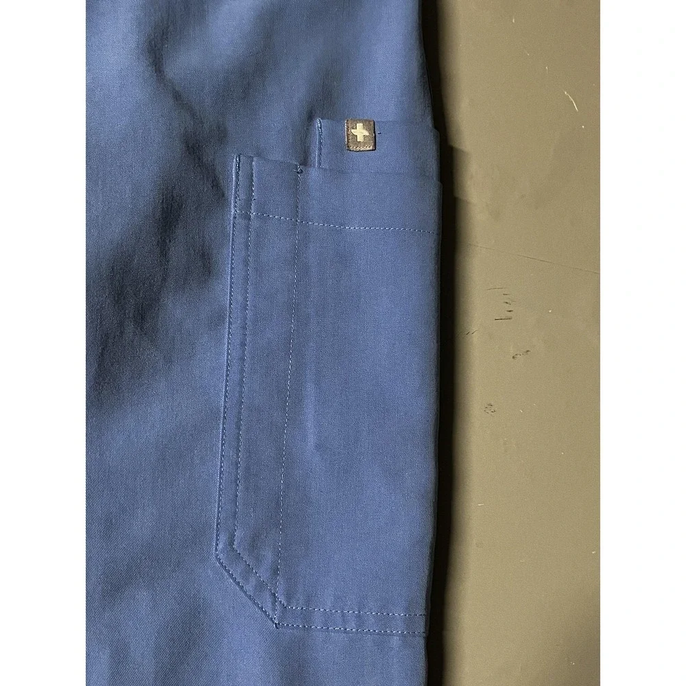 Figs Scrub Pants Womens XS Blue Technical Collection‎ Cargo Pockets Drawstring